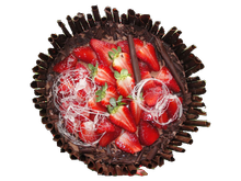 Narozeninovy dort 001 kulaty cokolada jahody